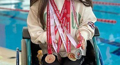 Bedensel engelli Selen, tedavi amaçlı başladığı yüzmede Türkiye şampiyonu oldu