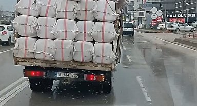 Bursa'da tehlikeli taşımacılık kamerada