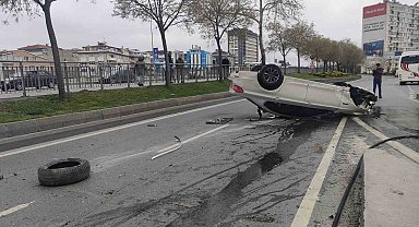 Hızını alamayan araç takla attı: 3 yaralı