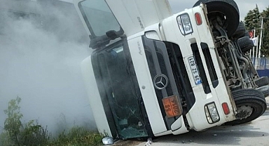 Bandırma'da Kimyevi Madde Yüklü Tanker Devrildi: 1 Yaralı   