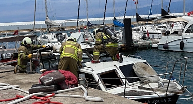 Burhaniye'de Tekne Yangını Korkuttu