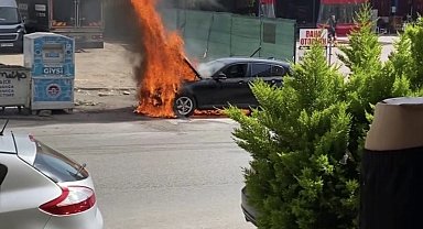 Maltepe'de araç alev topuna döndü