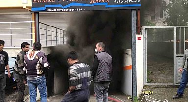 Maltepe'de oto tamircisinde çıkan yangında mahsur kalan 1 kişi ağır yaralandı