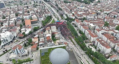 Millet İttifakı'nın Bursa mitingi dron ile havadan görüntülendi