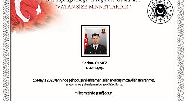 MSB'den şehit uzman çavuş için başsağlığı mesajı
