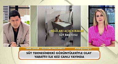 Süt banyosu yapan işçi canlı yayında açıklama yaptı