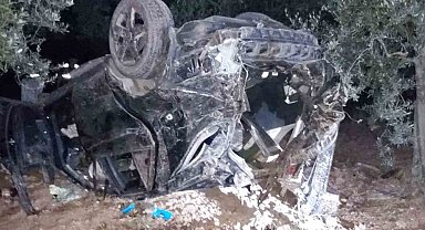 Bursa'da araç zeytinliğe dalıp 60 metre sürüklendi: 1 ağır yaralı