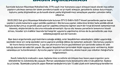 Çekmeköy Belediyesi'nden kaçak yapıların yıkımına ilişkin basın açıklaması