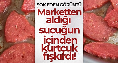 Marketten aldığı sucuğun içinden kurtçuk fışkırdı