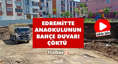 Edremit'te Anaokulunun Bahçe Duvarı Çöktü  