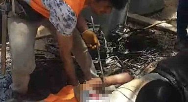 İnşaatta feci olay: Yüksekten düşüp inşaat demirine saplandı