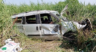 Köpeğe çarptı, bariyerlere uçtu