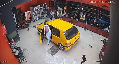 Tamircide görünmez kaza... Otomobil harekete geçince ortalığı birbirine kattı