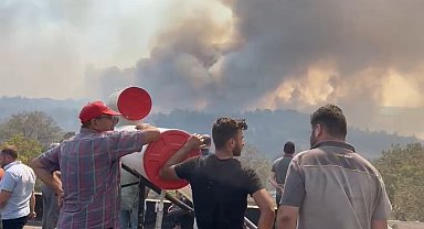 Çanakkale yangını rüzgarın etkisiyle yeniden alevlendi...Havadan müdahale arttırıldı