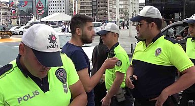 Taksim'de taksicilere yönelik yapılan denetimde polise mukavemet gösteren taksici gözaltına alındı