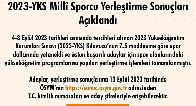 2023-YKS Milli Sporcu yerleştirme sonuçları açıklandı