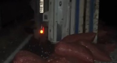 Diyarbakır'da soğan yüklü tır devrildi: 1 yaralı