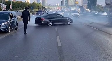 İstanbul'da düğün konvoyundaki araçlar otobanda yol kesip drift attı