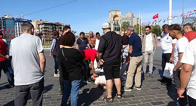 Taksim'de bayılan turistin yardımına çevredekiler yetişti