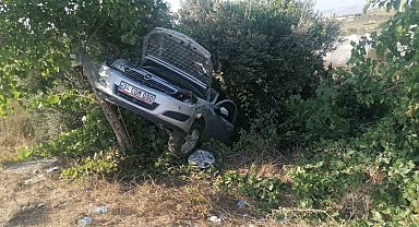 Yoldan çıkan otomobil takla atarak bahçeye girdi: 3 yaralı