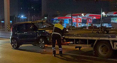 D-100'de kontrolden çıkan araç başka bir araca çarpıp takla attı: 1 yaralı