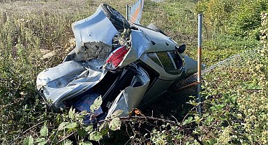 Kuzey Marmara Otoyolu'nda kontrolden çıkan araç takla attı