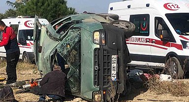 Tarlaya uçan araçta 5 kişi yaralandı