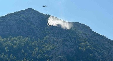 Yıldırım düşmesi sonucu çıkan yangın havadan yapılan müdahaleyle söndürüldü