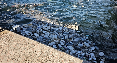 Bandırma'da Lodos Etkili Oldu. Limanı Çöp Bastı