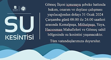 BASKİ, Gömeç İlçesi'nde Su Kesintisi Duyurusu Yaptı