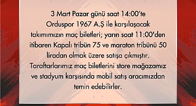 Balıkesirspor-Orduspor 1967 A.Ş. Maçı Biletleri Satışta
