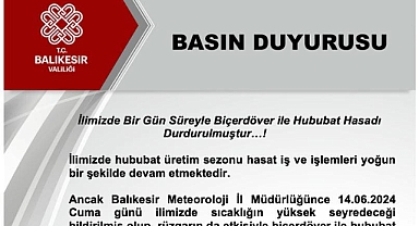 Balıkesir Valiliği'nden Hububat Hasadı Duyurusu