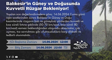 Balıkesir Valiliği'nden Kuvvetli Rüzgar Uyarısı