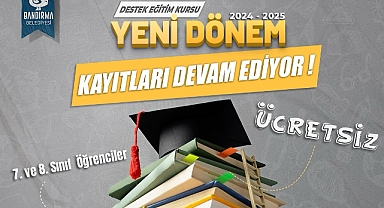 Bandırma Belediyesi’nden Ücretsiz Destek Eğitim Kursları için Yeni Dönem Kayıtları Devam Ediyor