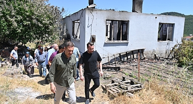 Başkan Ahmet Akın, Yangın Mağduru Aileyi Ziyaret Etti