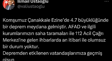 Balıkesir Valisi İsmail Ustaoğlu’ndan Ezine Depremi İçin Geçmiş Olsun Mesajı