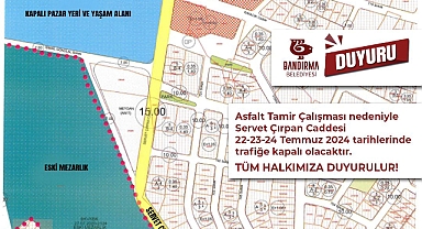 Bandırma Belediyesi'nden Yol Çalışmaları Duyurusu