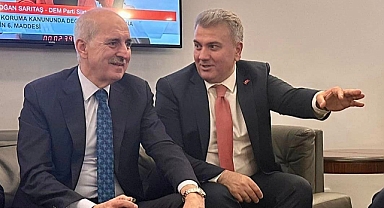 Mustafa Canbey, TBMM Başkanı Numan Kurtulmuş ile Kulis Sohbetinde