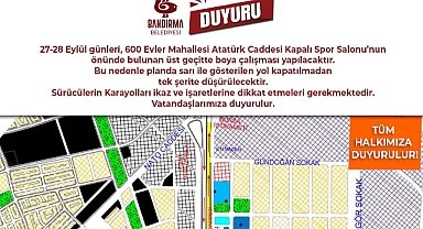 Bandırma Belediyesi’nden Yol Çalışması Duyurusu