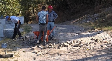 Bigadiç Belediyesi, Durasılar Mahallesi'nde Parke Yol Onarım Çalışmalarına Başladı