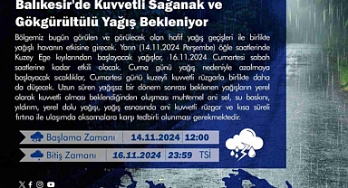 Balıkesir’de Kuvvetli Sağanak ve Fırtına Uyarısı