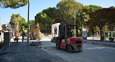 Gömeç Belediyesi’nden Mithatpaşa Mahallesi’ne Yaya Kaldırımı Düzenleme Çalışması