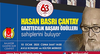 Balıkesir Gazeteciler Cemiyeti’nden 63. Yılında Hasan Basri Çantay Gazetecilik Ödülleri Töreni