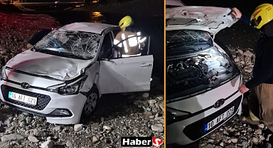 Edremit’te Faciadan Dönüldü: Araç Dere Yatağına Yuvarlandı