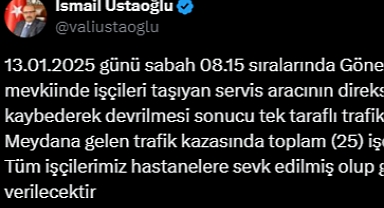 Vali İsmail Ustaoğlu’ndan Gönen’deki İşçi Servis Kazasıyla İlgili Açıklama: 25 Yaralı