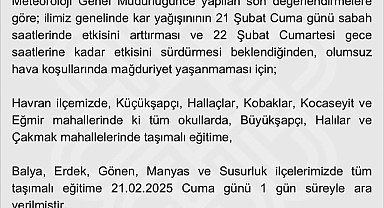 Balıkesir'de Kar Yağışı Nedeniyle Bazı İlçelerde Okullar Tatil Edildi