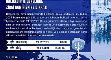 Balıkesir'de Zirai Don Riski