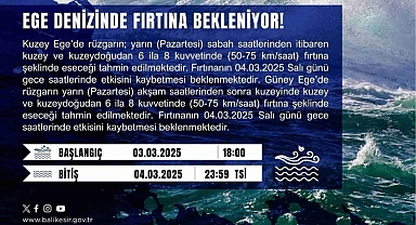 Balıkesir Valiliği'nden Uyarı: Ege Denizi'nde Fırtına Bekleniyor