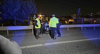 TEM'de ilginç kaza: Yolun ortasında yatan kişiye çarpıp metrelerce sürükledi