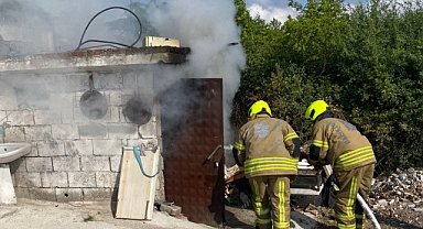Gönen’de Mermer Atölyesinde Korkutan Yangın
